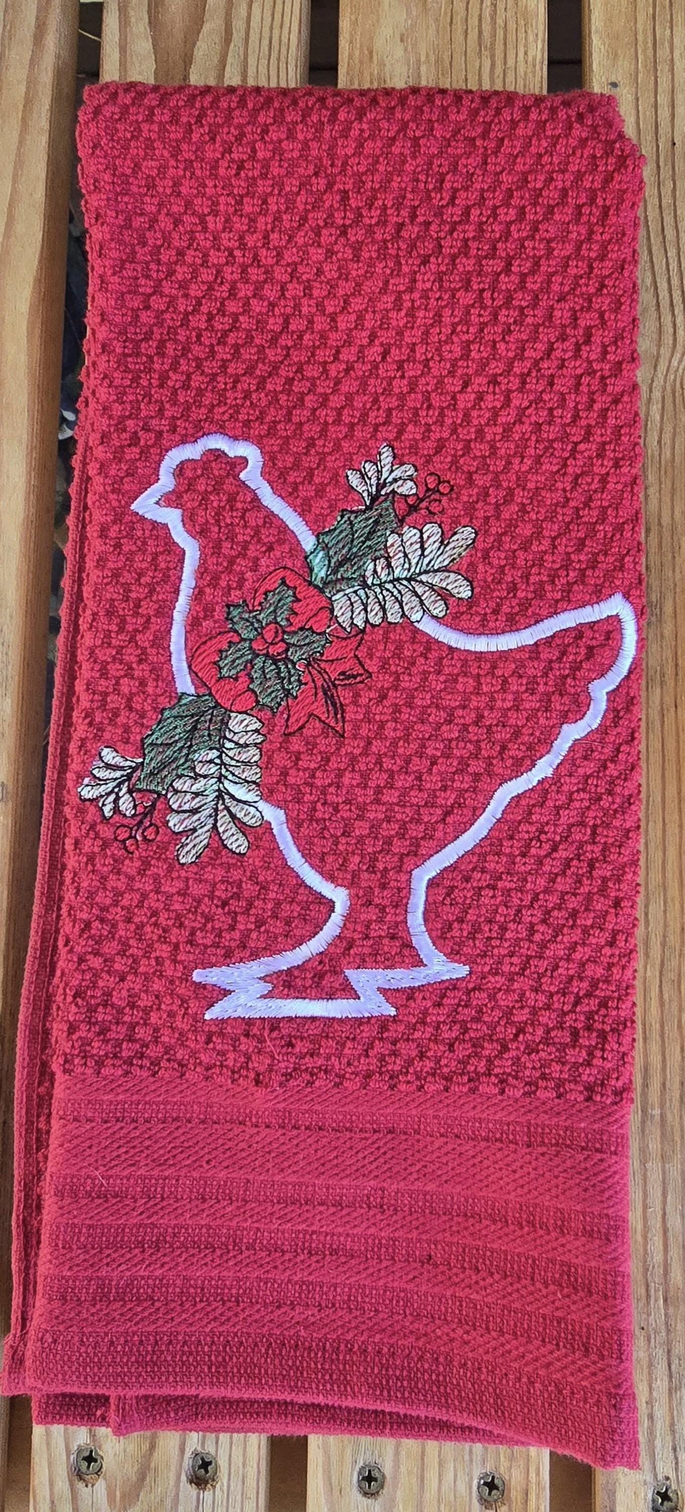 Holiday Farm Animal Embroidered Kitchen Towels