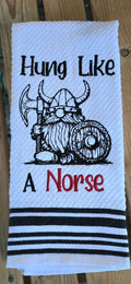 HUNG Like a Norse Funny Scandinavian Design Embroidered Towel