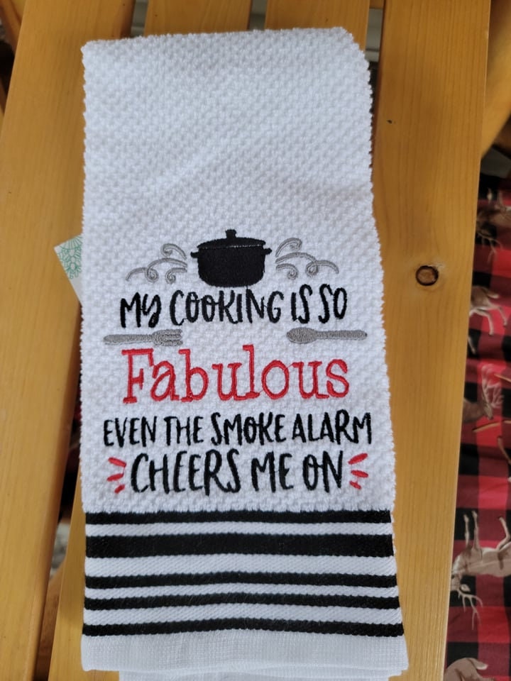 Funny Embroidered Kitchen Towel – My Cooking Is So Good