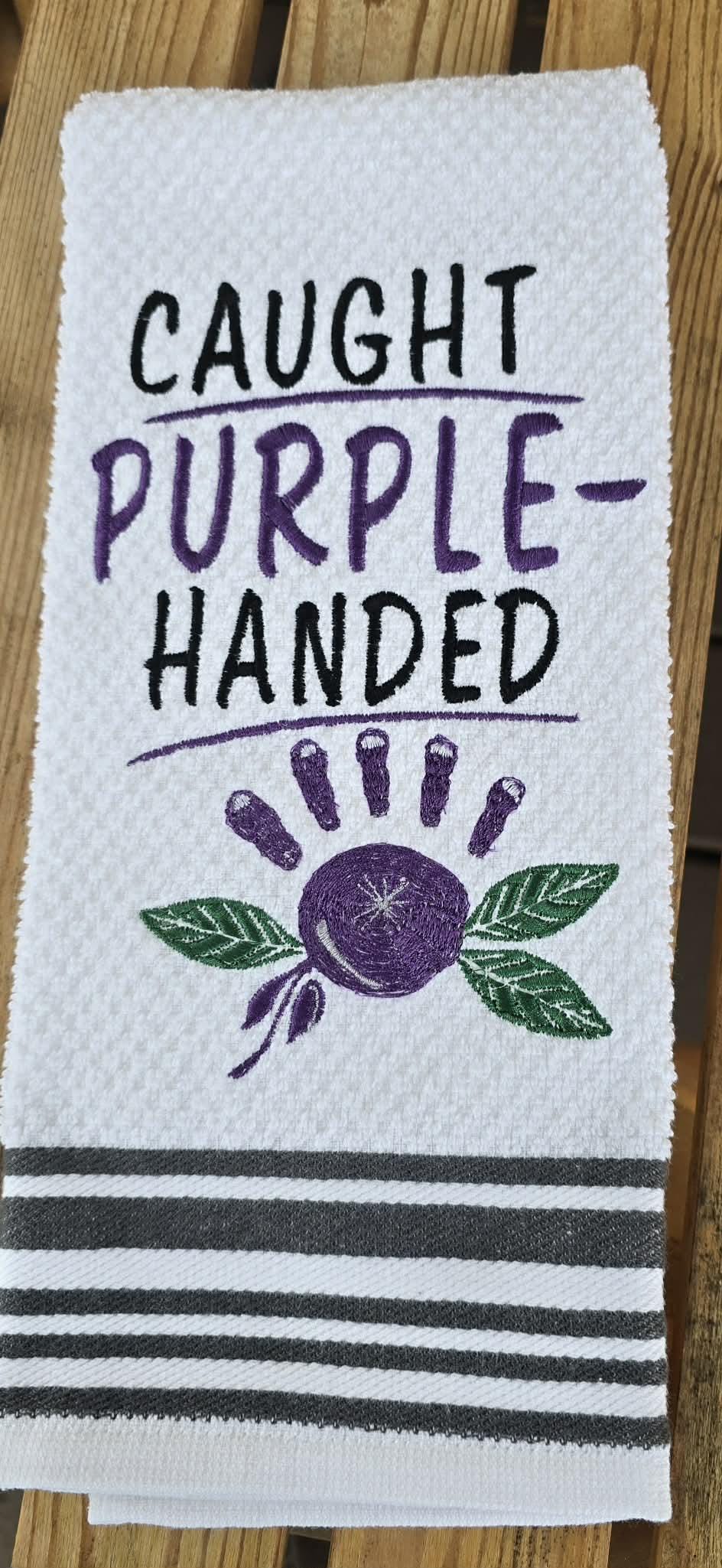 Caught Purple-Handed Huckleberry Kitchen Towel  Huckleberry Gift