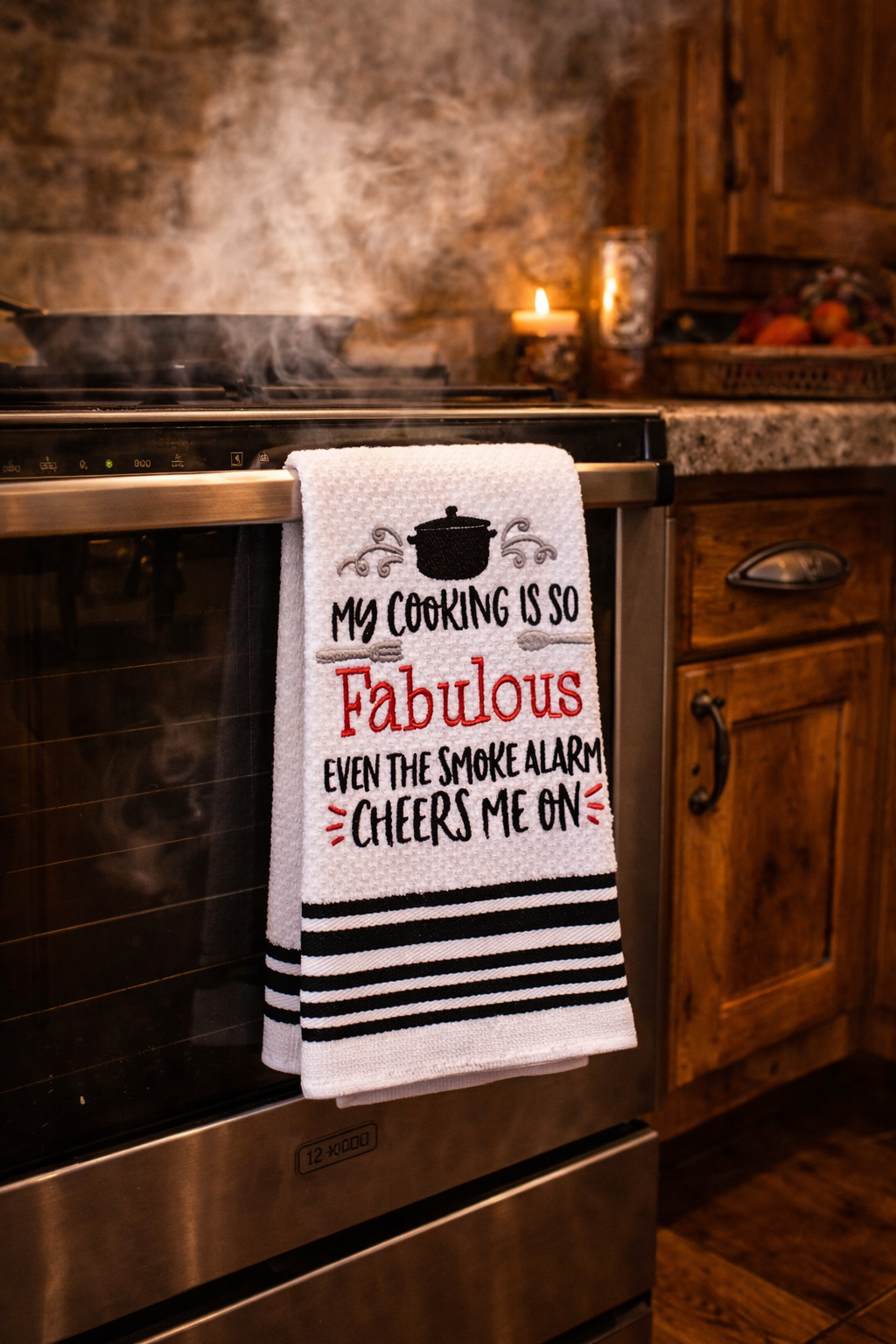 Funny Embroidered Kitchen Towel – My Cooking Is So Good