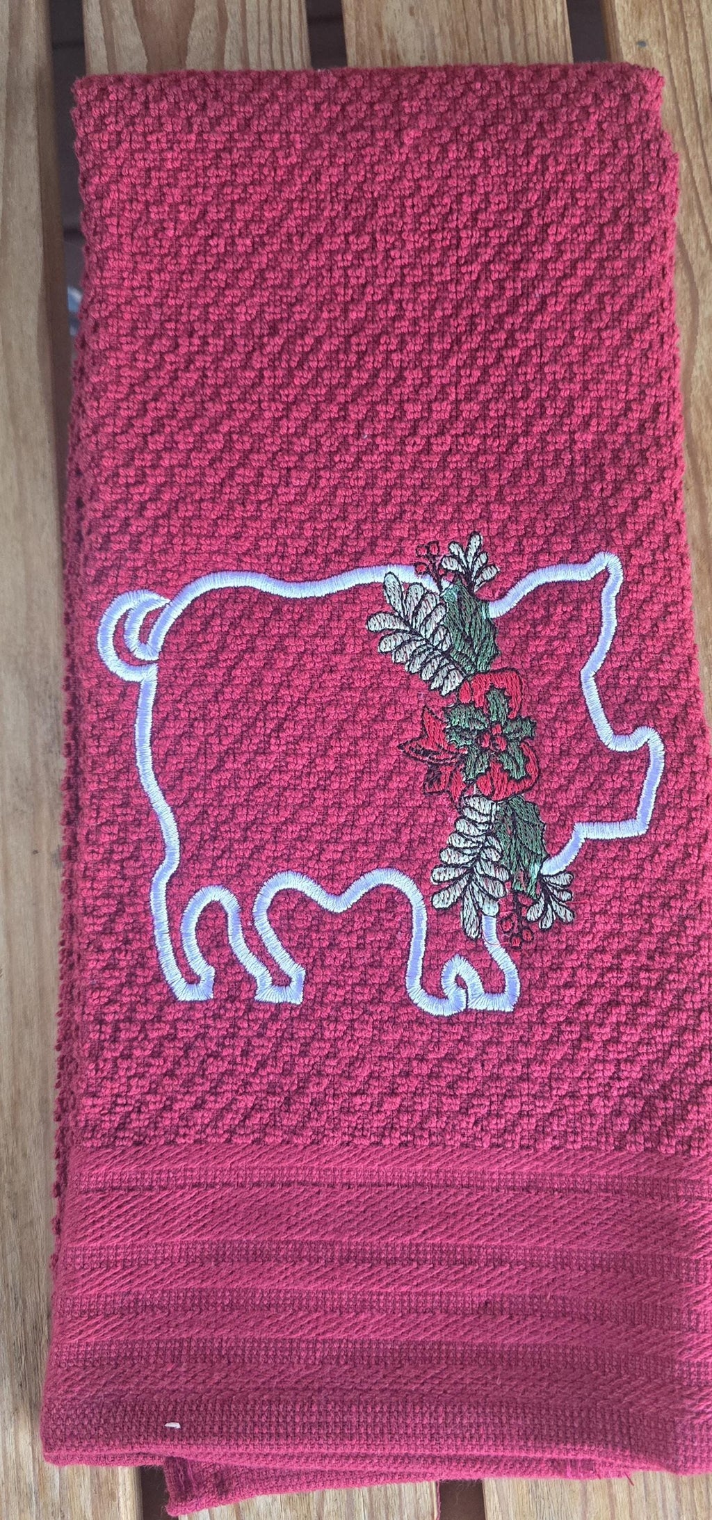 Holiday Farm Animal Embroidered Kitchen Towels